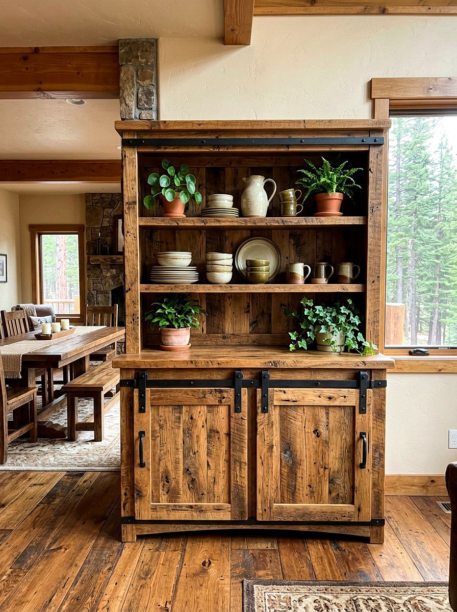 Rustic wood hutch - 30 statement hutch dining ideas