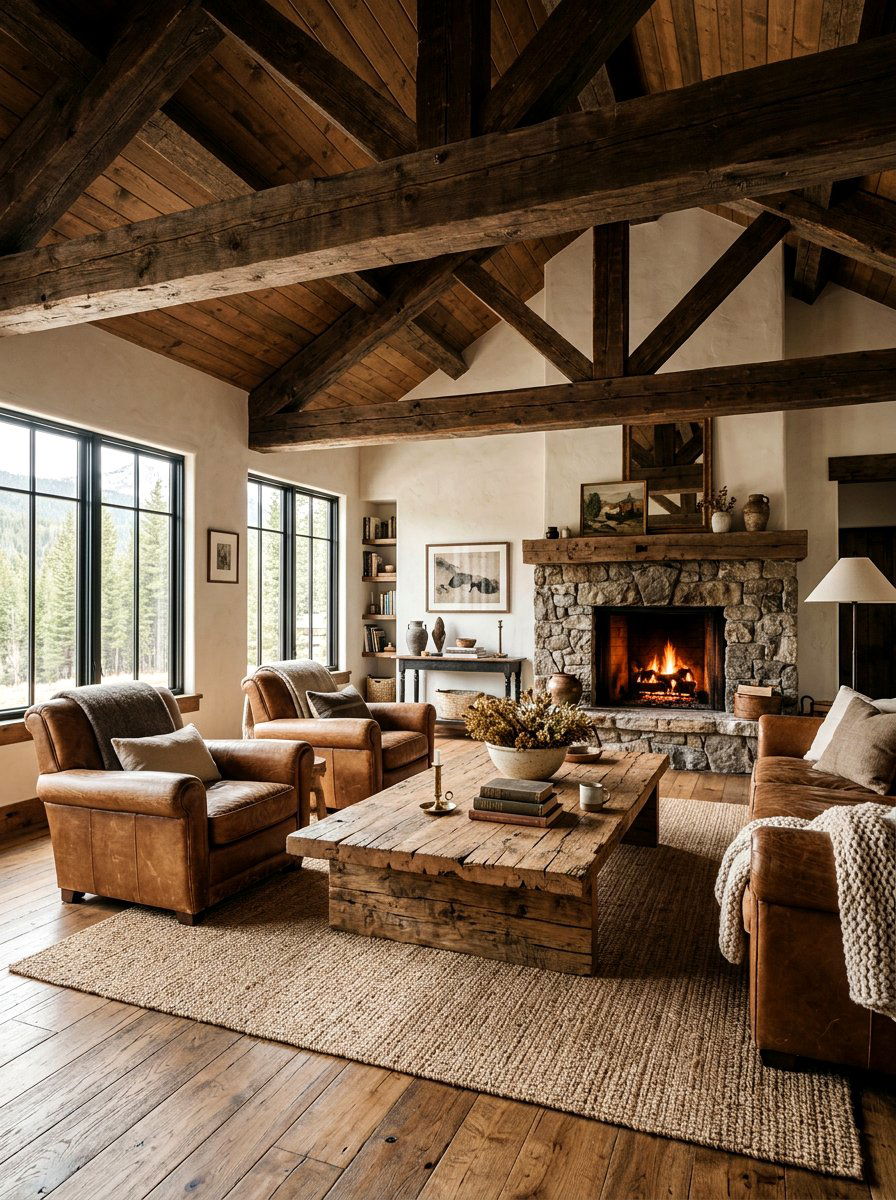 Rustic wood living room - 30 earth tone living space ideas
