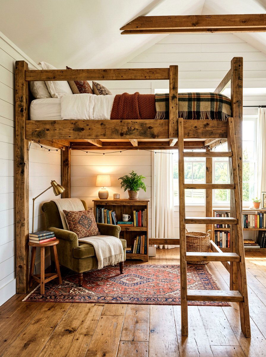 Rustic wood loft bed - 30 loft bed ideas