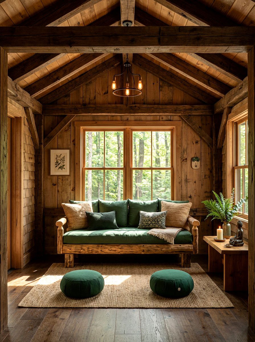 Rustic wood meditation room - 30 sunrise meditation space ideas