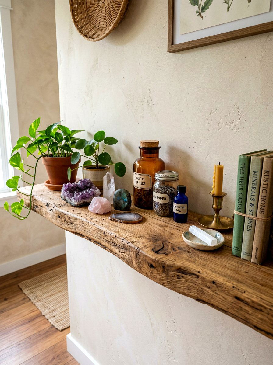 Rustic wood shelf - 30 fairycore bedroom ideas