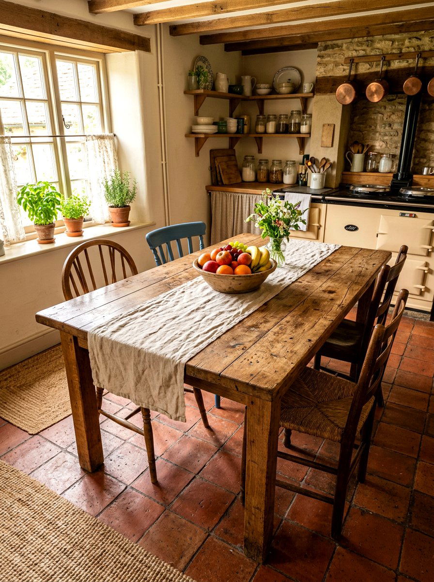 Rustic wood table - 30 grandma core kitchen ideas