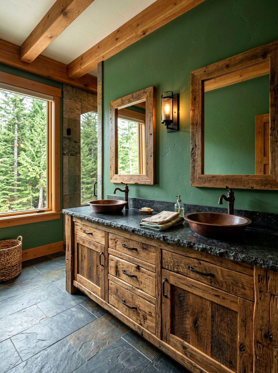 Rustic wood vanity - 30 lodge bathroom ideas