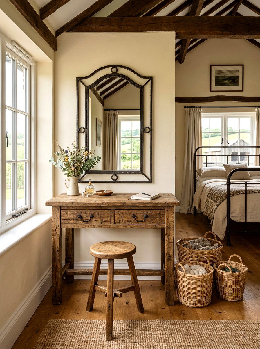 Rustic wood vanity - 30 bedroom vanity corner ideas