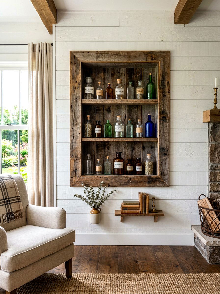 Rustic wood wall niche - 30 recessed medicine niche ideas