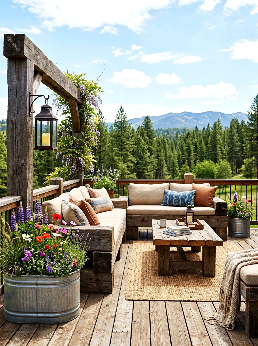 Rustic wooden deck - 30 patio lounge ideas