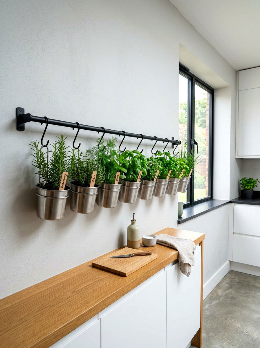 S Hook Herb Bar System - 30 hanging herb garden ideas
