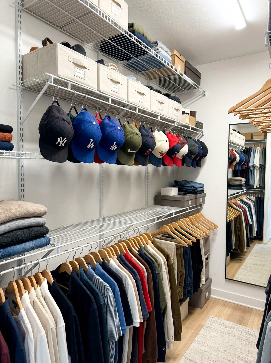 S hooks for baseball hats - 30 hat storage closet ideas