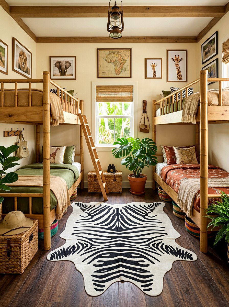 Safari Bunk Room - 30 bunk room aesthetic ideas