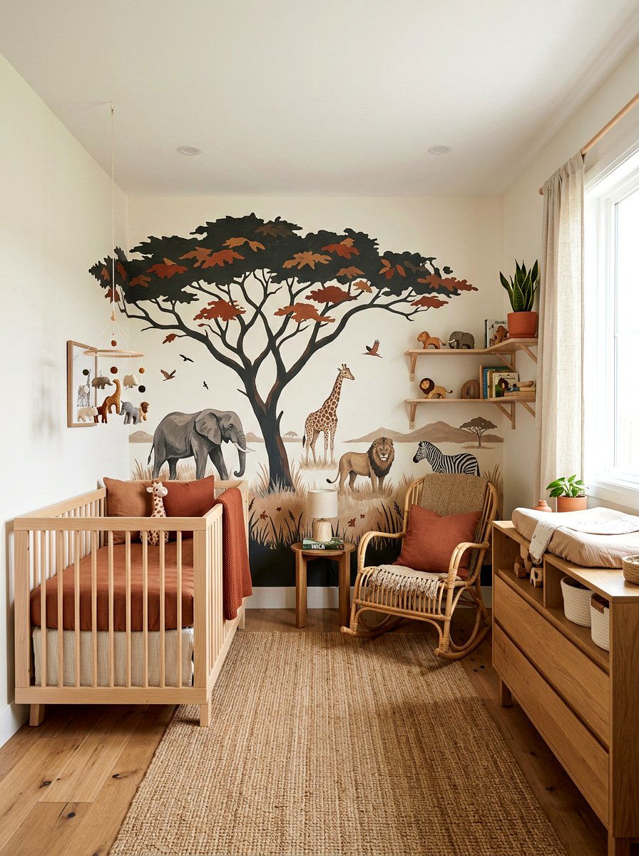Safari Tree Wall Mural - 30 safari wall mural nursery ideas