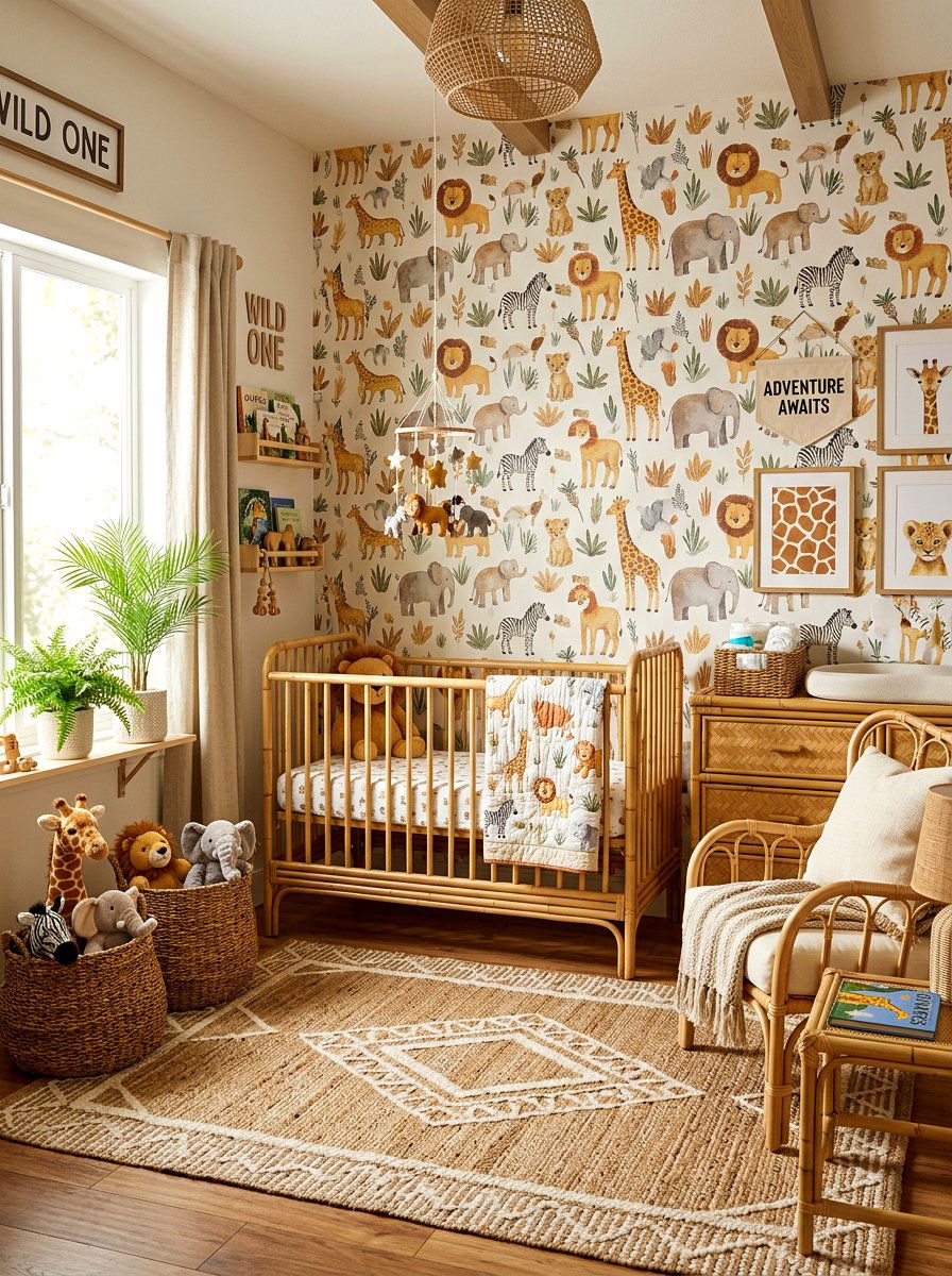 Safari animal nursery wallpaper - 30 nursery wallpaper ideas