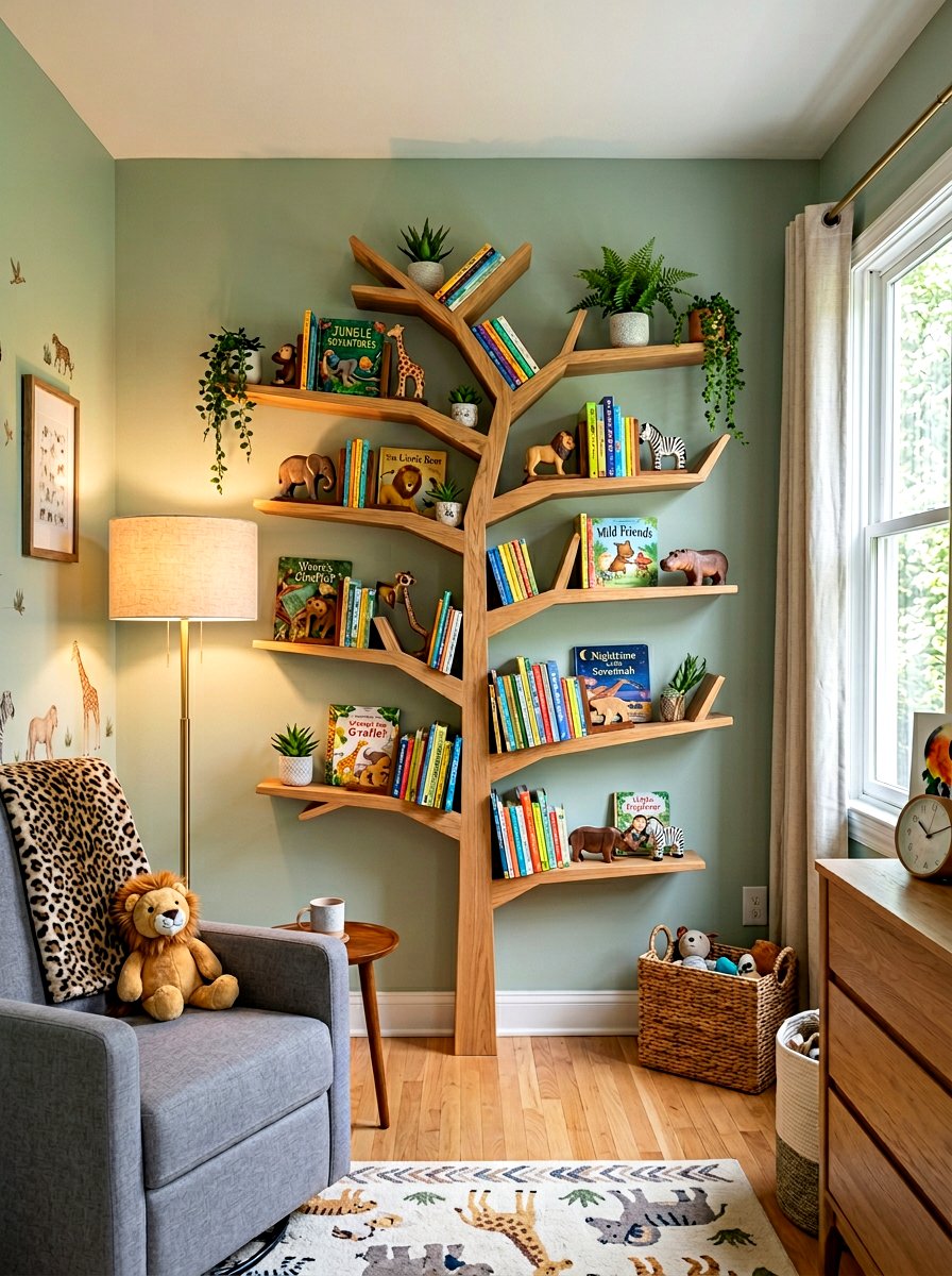 Safari bookshelf nursery - 30 safari nursery ideas