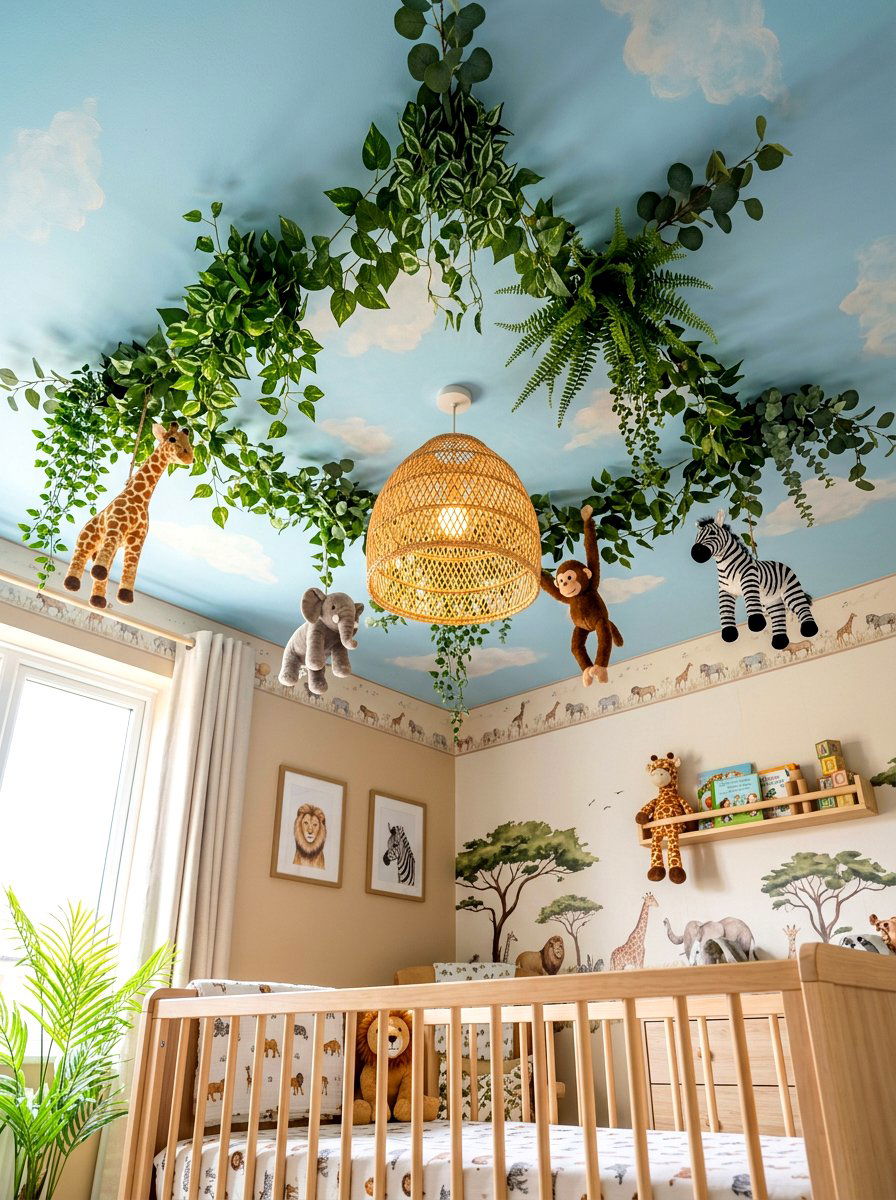 Safari ceiling nursery - 30 safari nursery ideas
