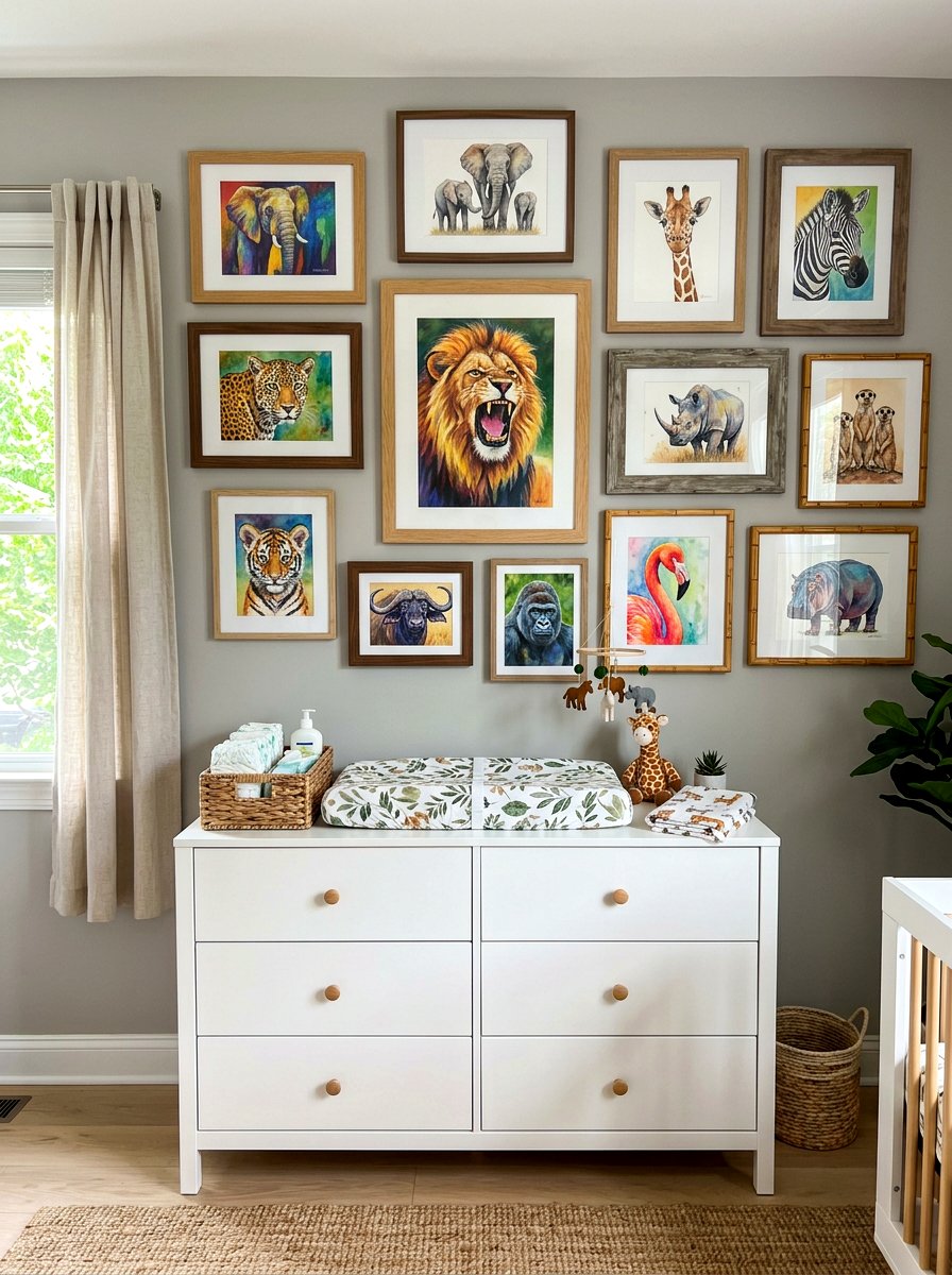 Safari gallery wall - 30 safari nursery ideas