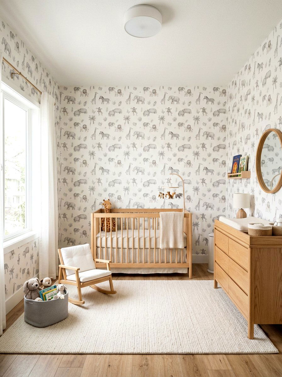 Safari nursery wallpaper - 30 safari nursery ideas