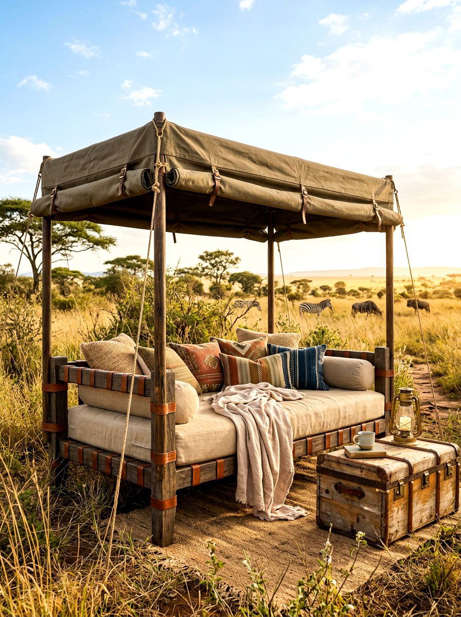 Safari style daybed - 30 outdoor daybed canopy ideas