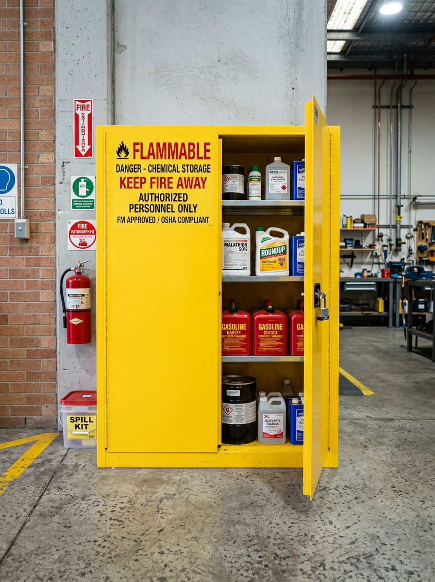 Safety Chemical Storage Cabinet - 30 shed organization ideas