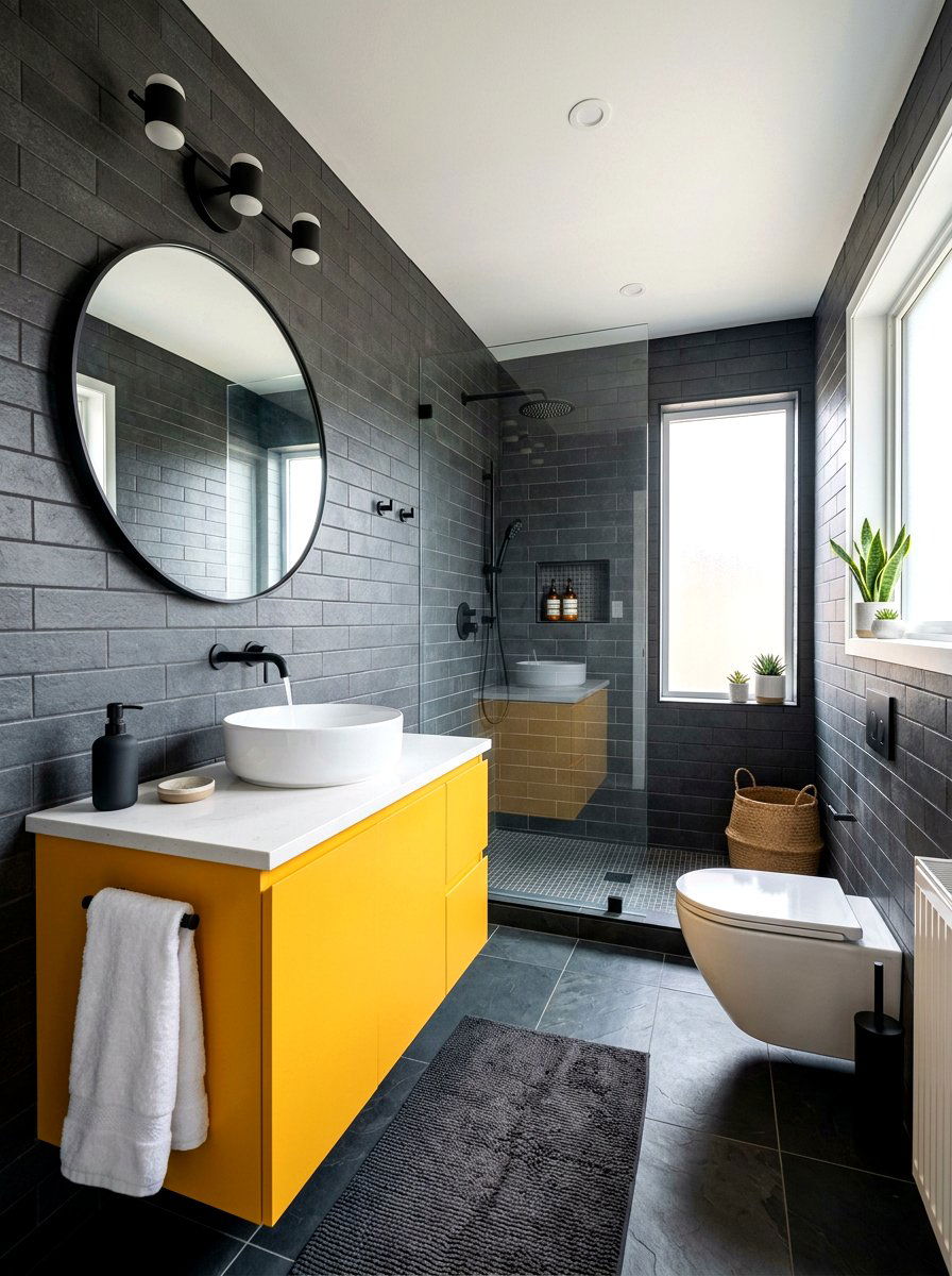 Saffron Yellow Bathroom - 30 sunset bathroom ideas