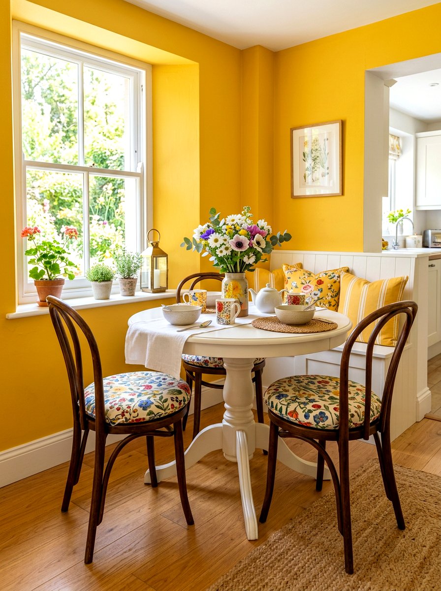 Saffron Yellow Breakfast Nook - 30 saturated color room ideas