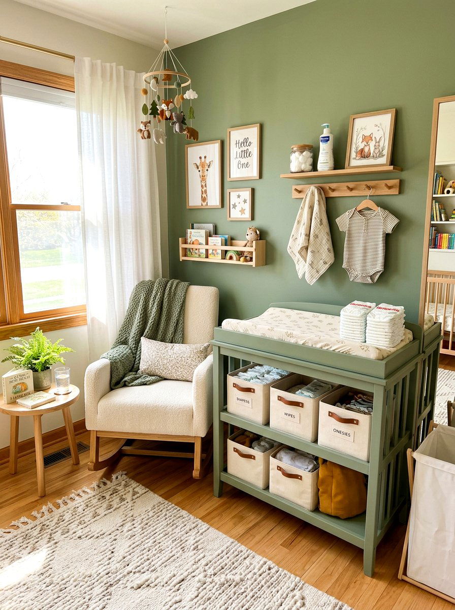 Sage Changing Station - 30 sage and cream nursery ideas