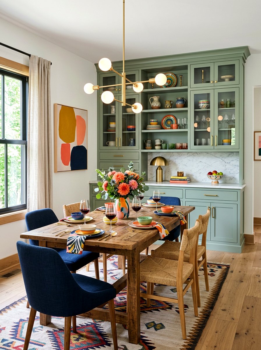 Sage Green Accent Cabinetry - 30 French country dining room decor ideas