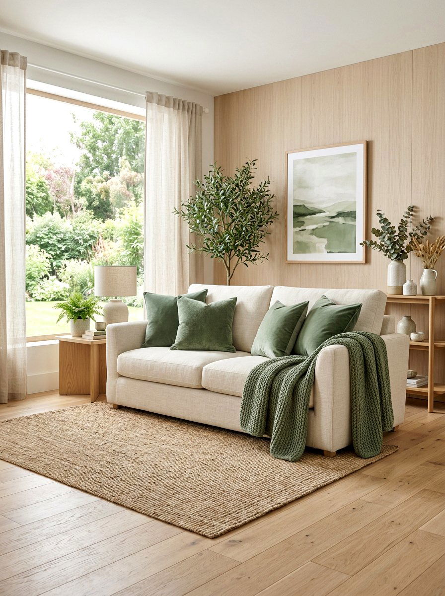 Sage Green Accent - 30 soft minimal apartment ideas