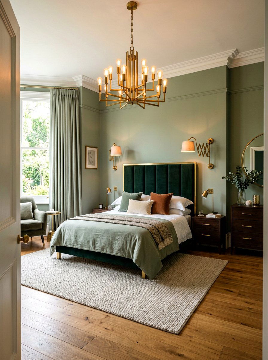Sage Green And Brass Lighting - 30 sage green bedroom ideas
