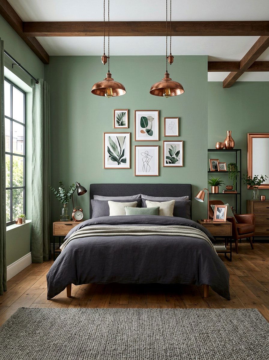Sage Green And Copper Decor - 30 sage green bedroom ideas