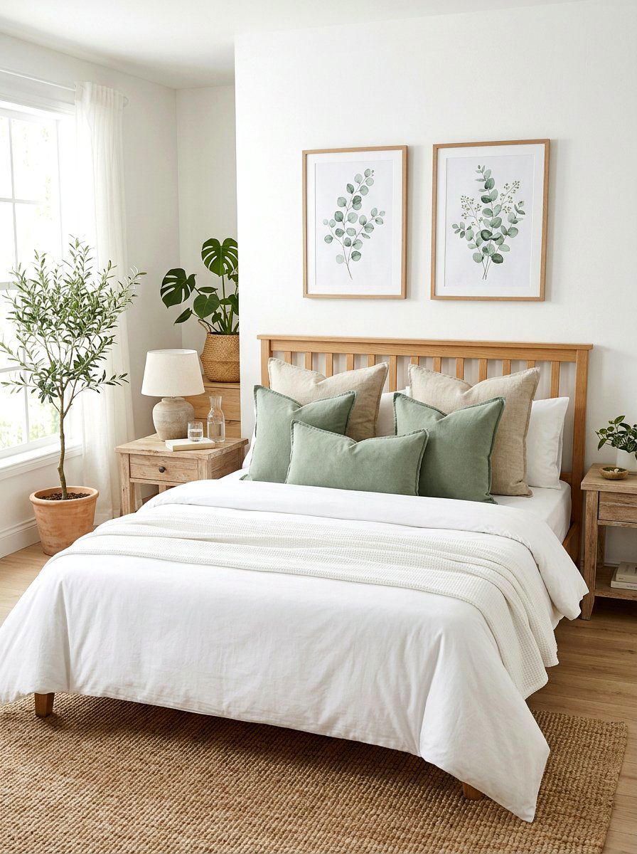 Sage Green And Linen Pillow Set - 30 layered throw pillow ideas