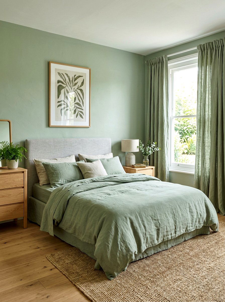 Sage Green And Linen Textures - 30 sage green bedroom ideas