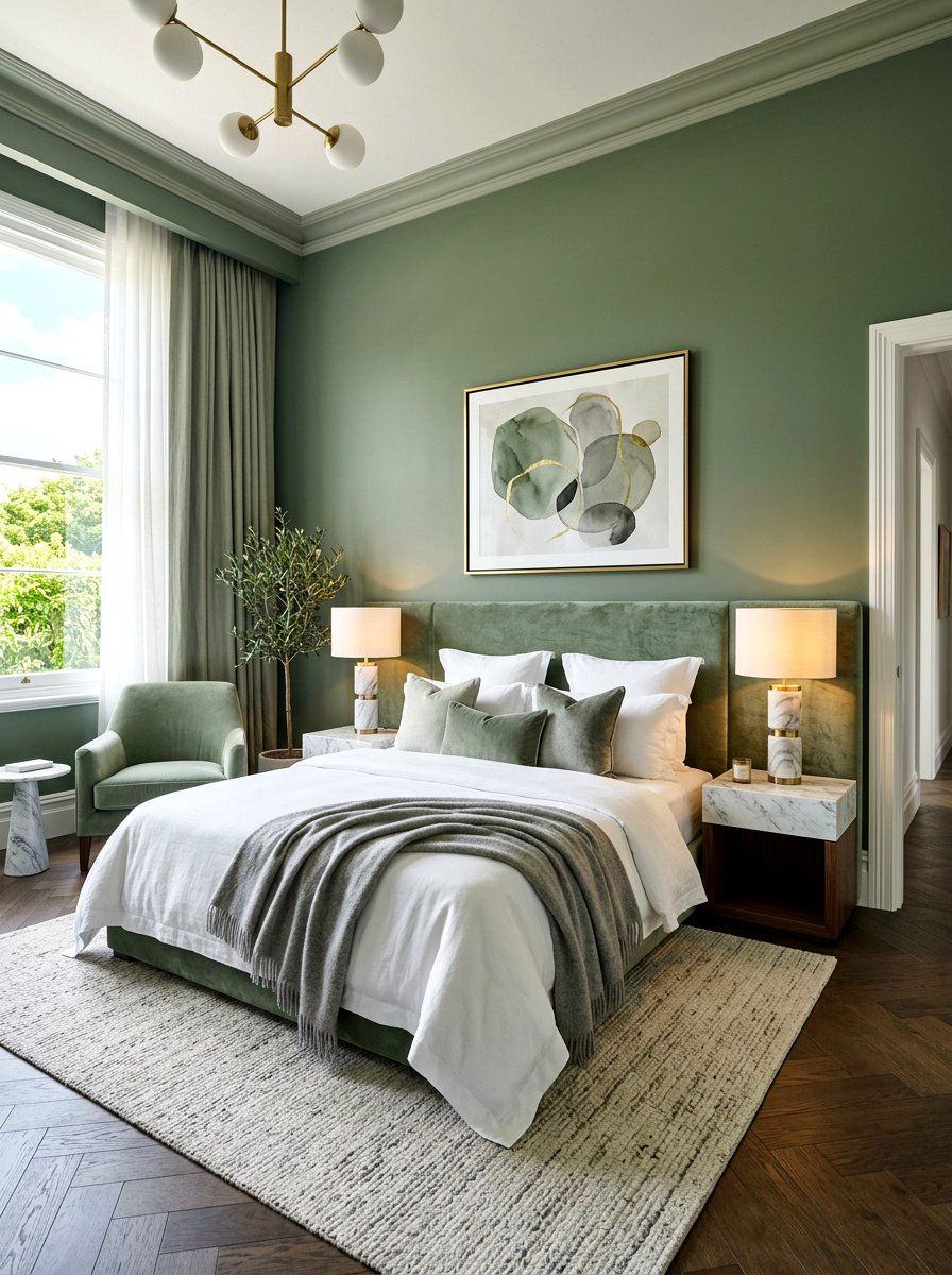 Sage Green And Marble Textures - 30 sage green bedroom ideas
