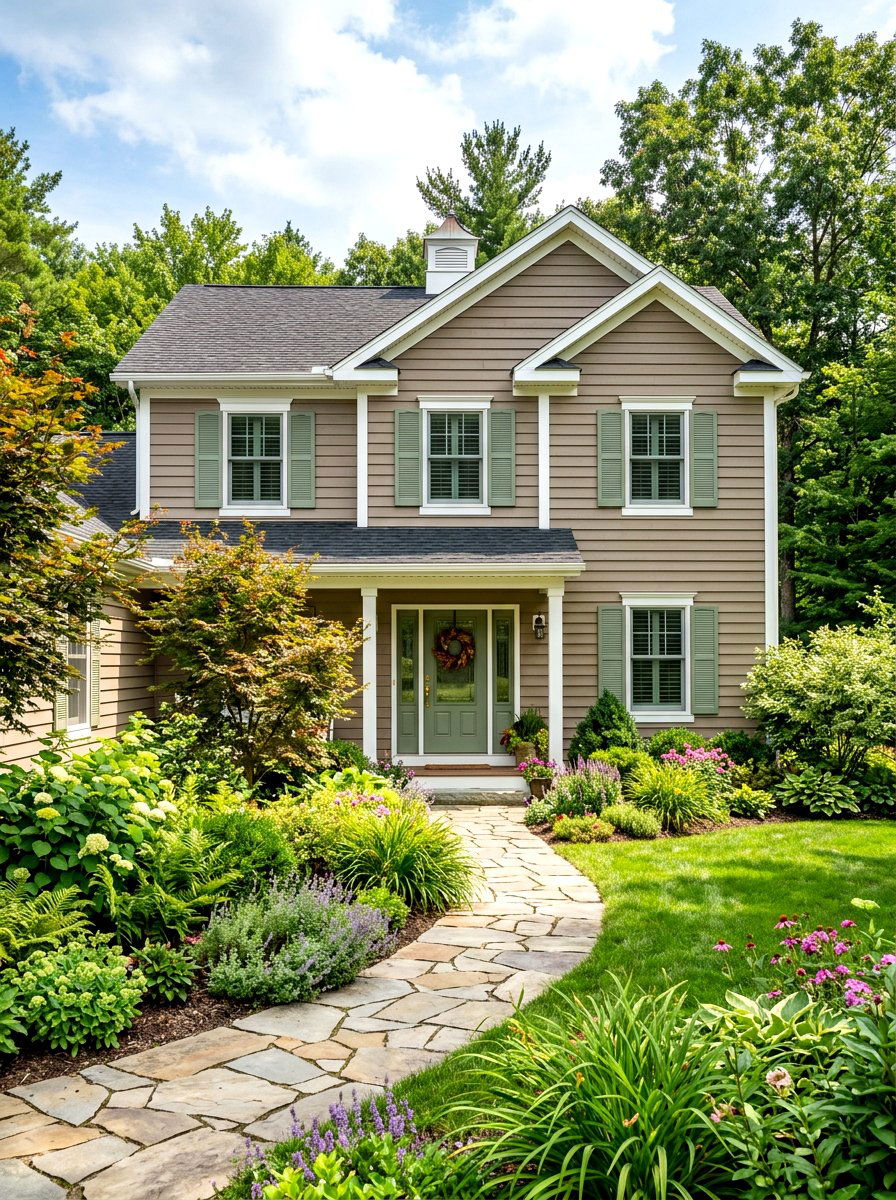 Sage Green And Mushroom Exterior - 30 mushroom exterior paint ideas