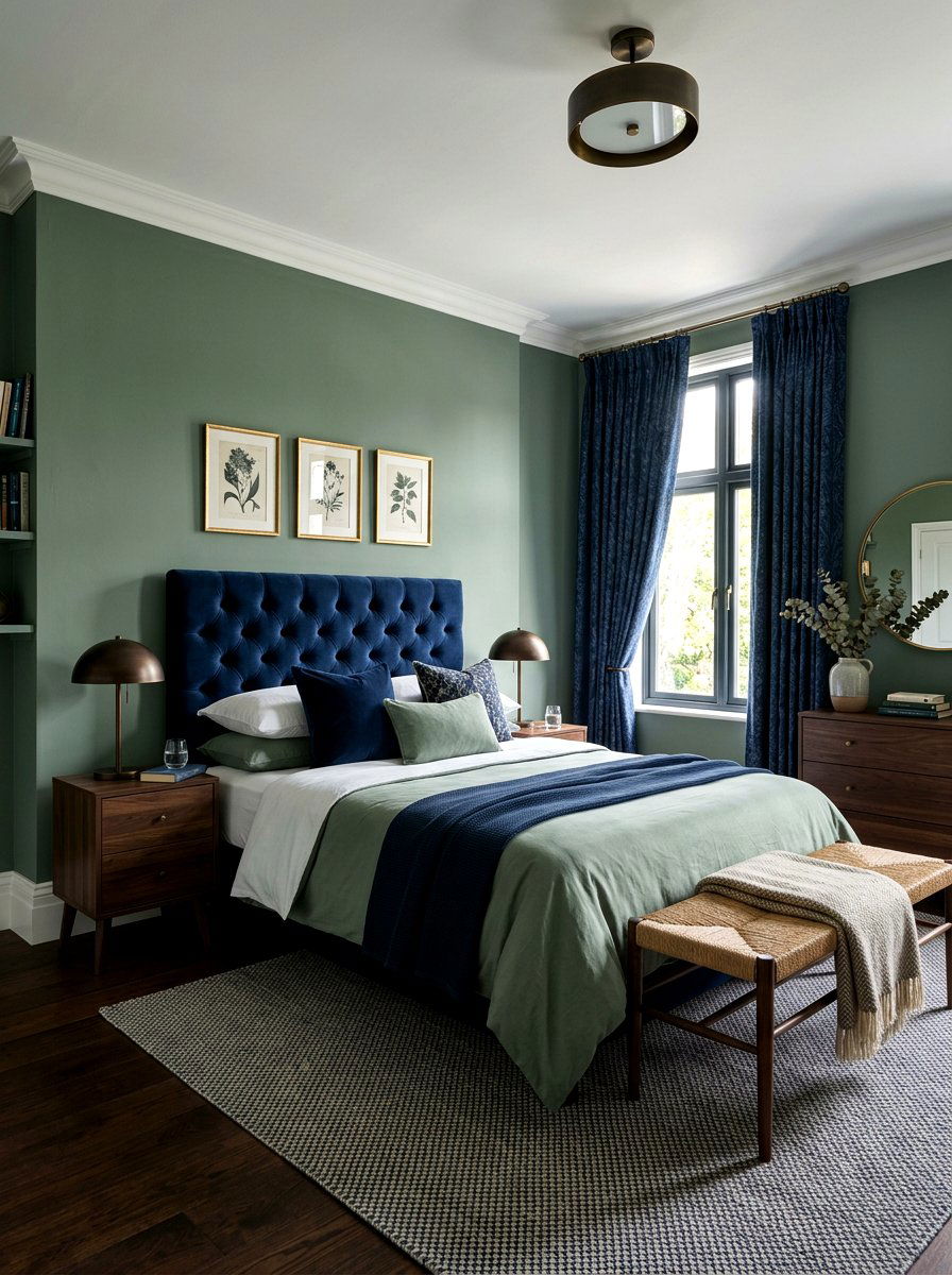 Sage Green And Navy Blue - 30 sage green bedroom ideas