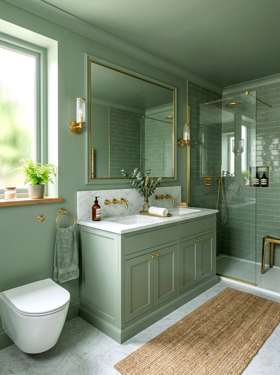 Sage Green Bathroom - 30 fall color drench ideas