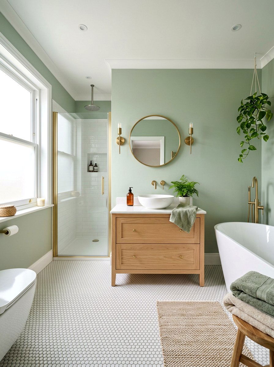 Sage Green Bathroom - 30 tiny powder bath ideas