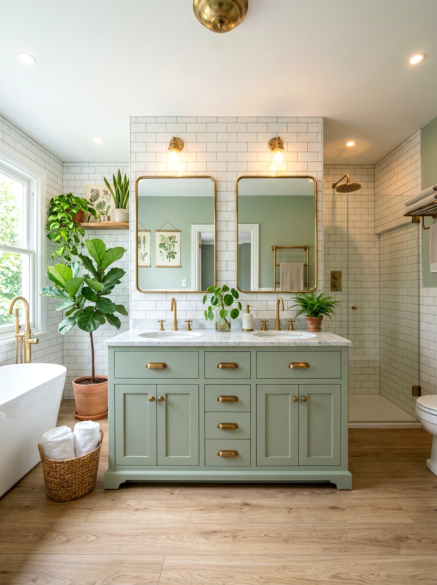 Sage Green Bathroom - 30 farmhouse bathroom ideas