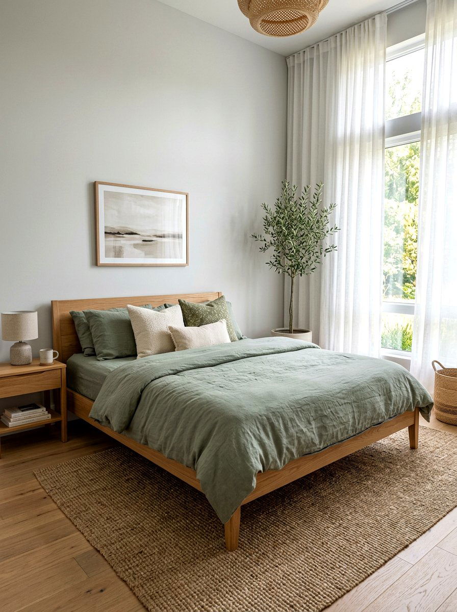Sage Green Bedding - 30 earthy bedroom decor ideas
