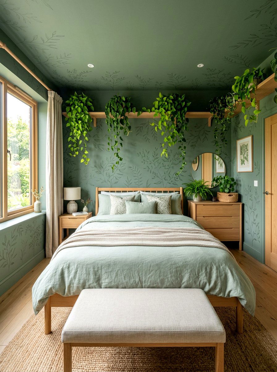 Sage Green Bedroom - 30 botanical drench room ideas