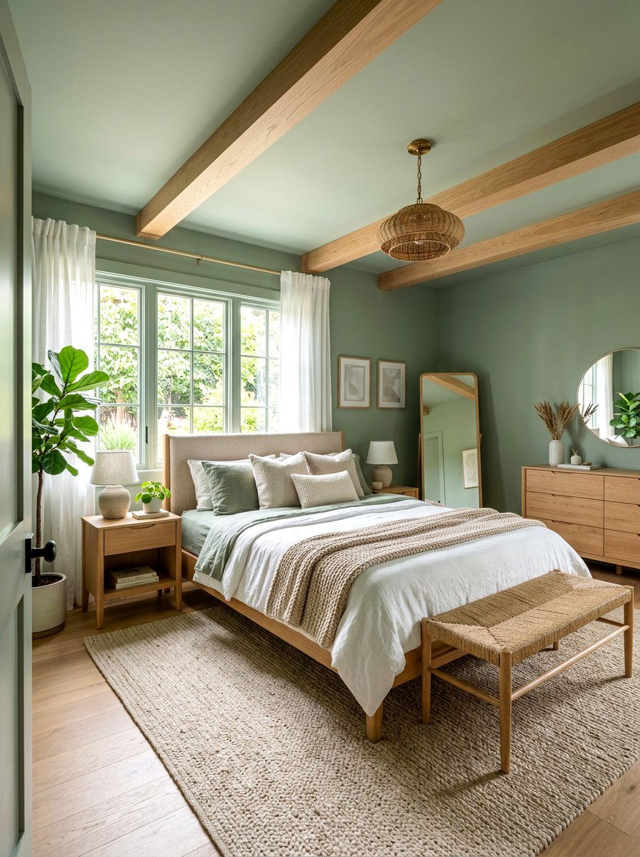 Sage Green Bedroom - 30 color drenched bedroom ideas