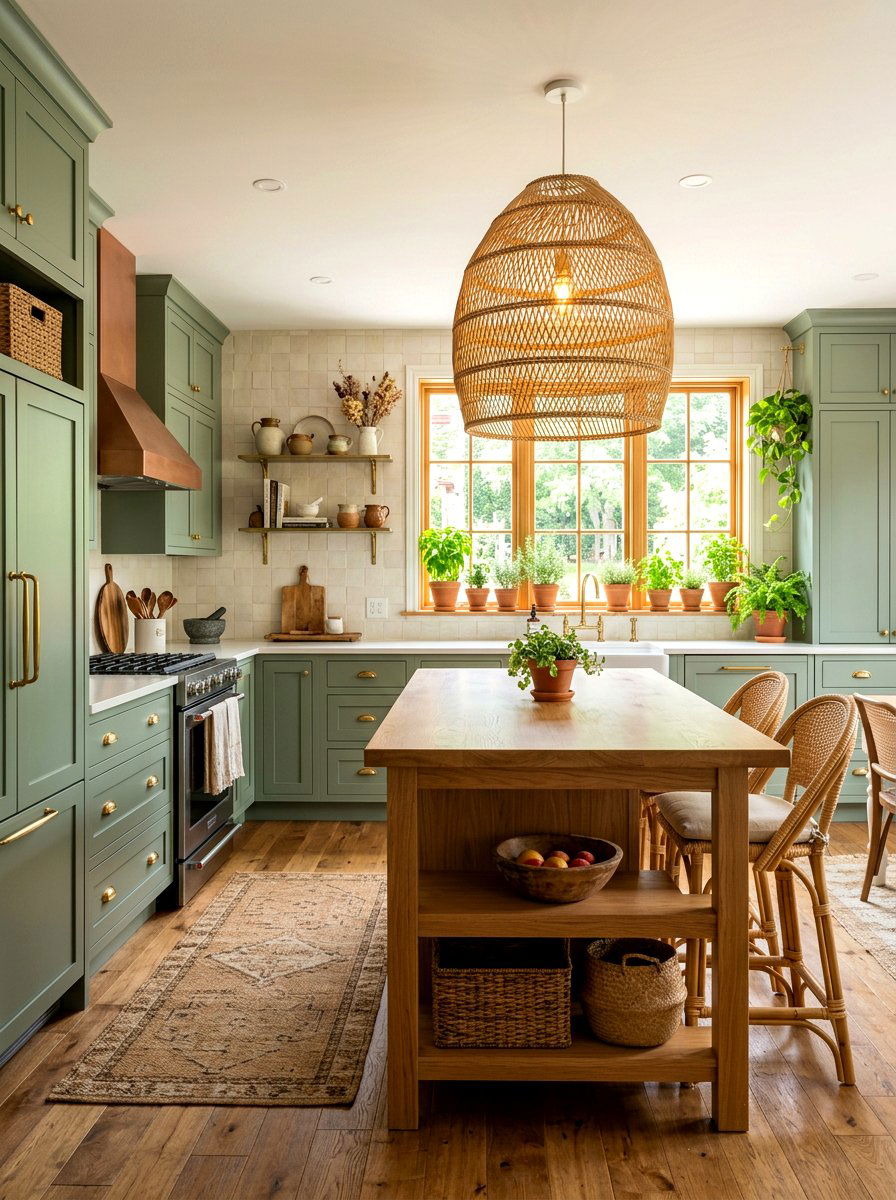 Sage Green Boho Kitchen - 30 boho kitchen ideas