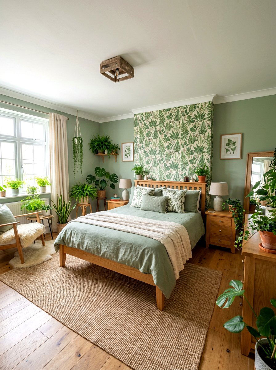 Sage Green Botanical Bedroom - 30 sage green bedroom ideas