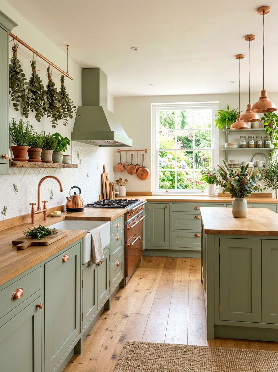 Sage Green Botanical Kitchen - 30 flower market kitchen ideas
