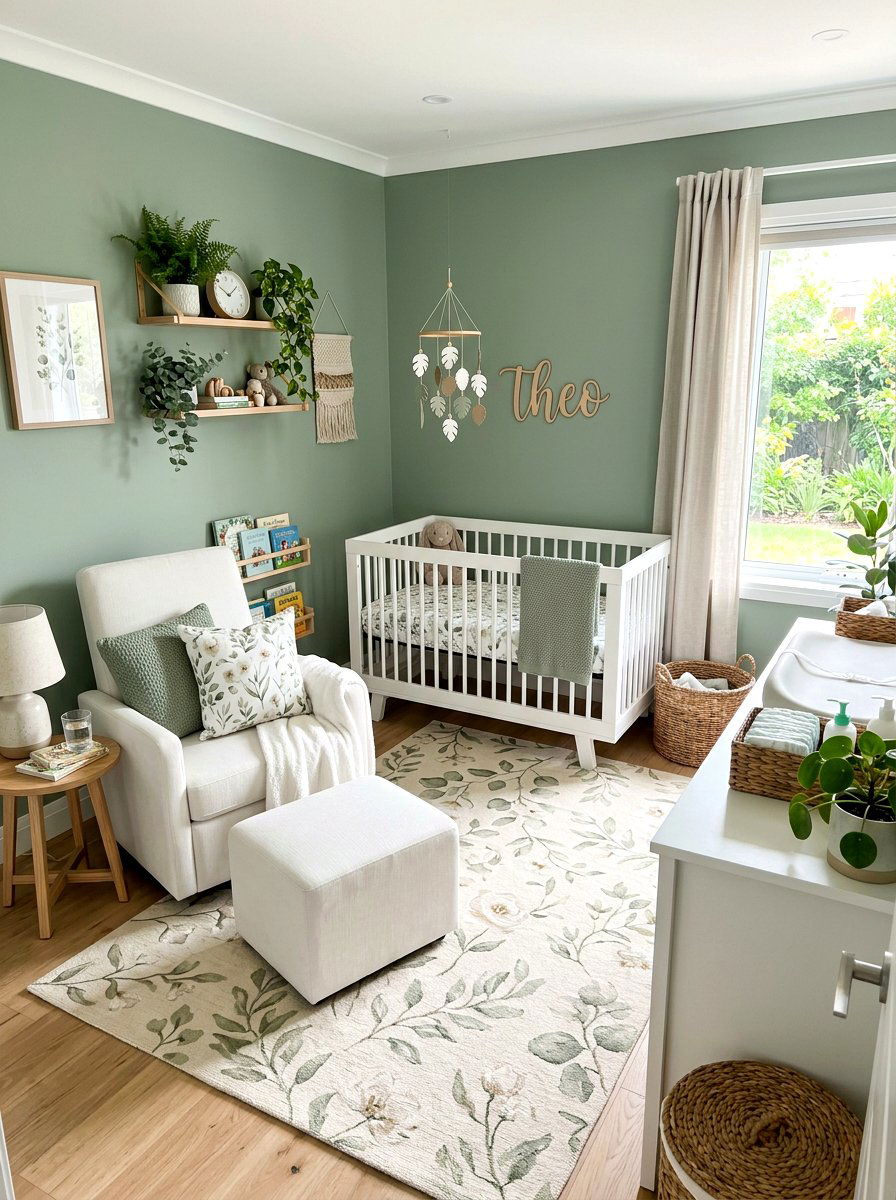 Sage Green Botanical - 30 floral nursery ideas