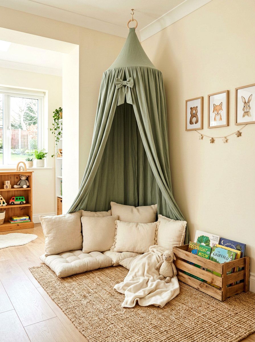 Sage Green Canopy - 30 sage and cream nursery ideas
