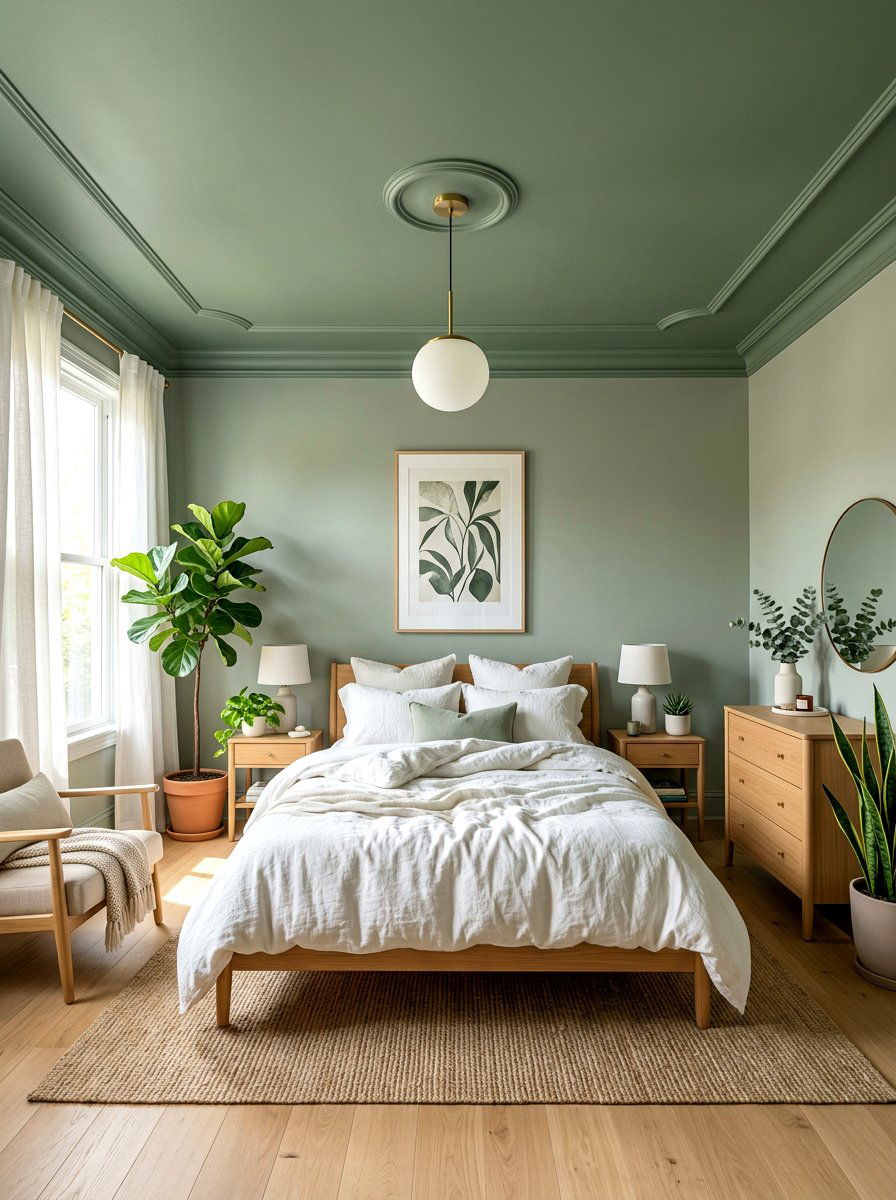 Sage Green Ceiling - 30 statement ceiling paint ideas