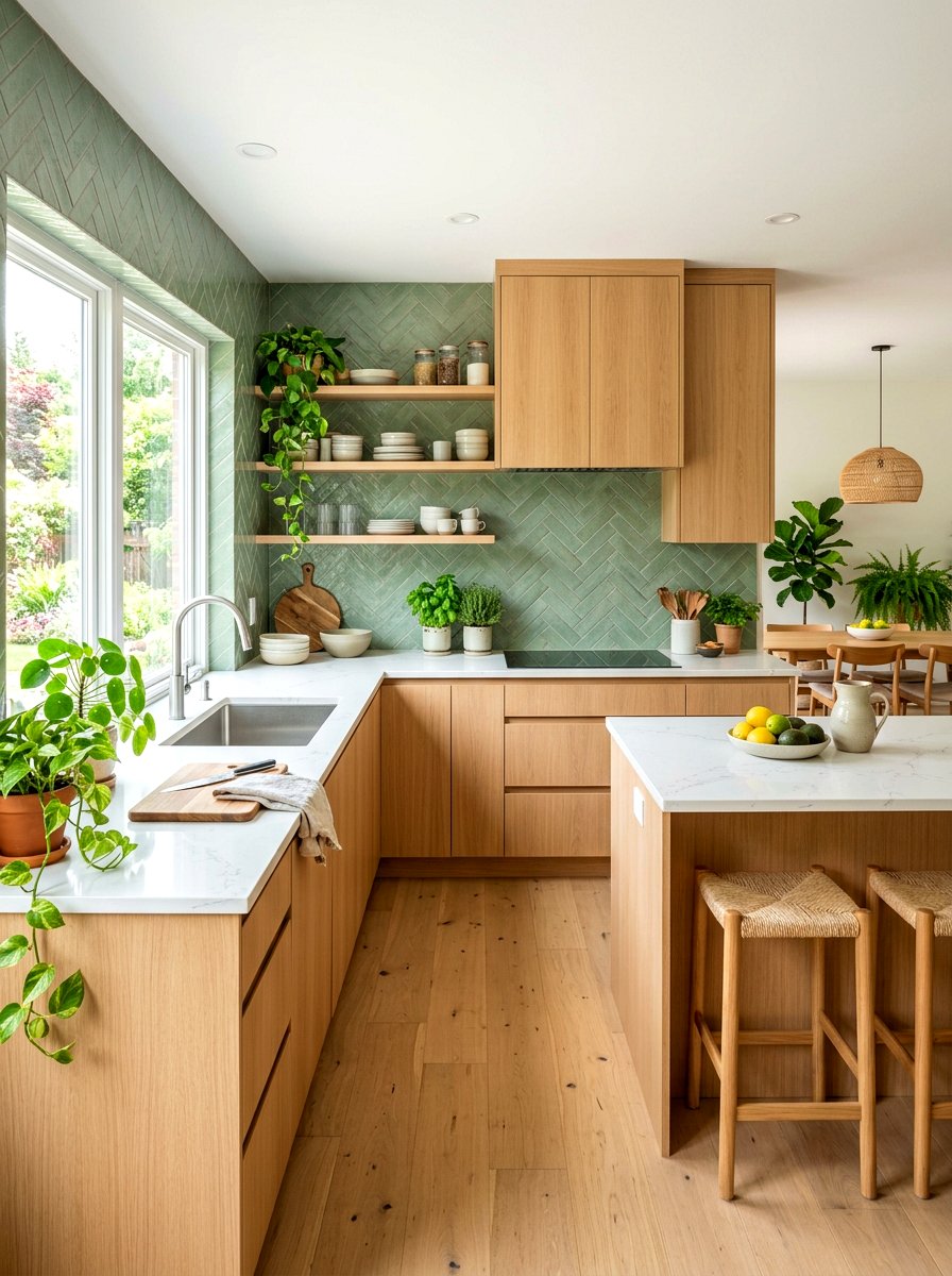 Sage Green Ceramic - 30 kitchen backsplash ideas