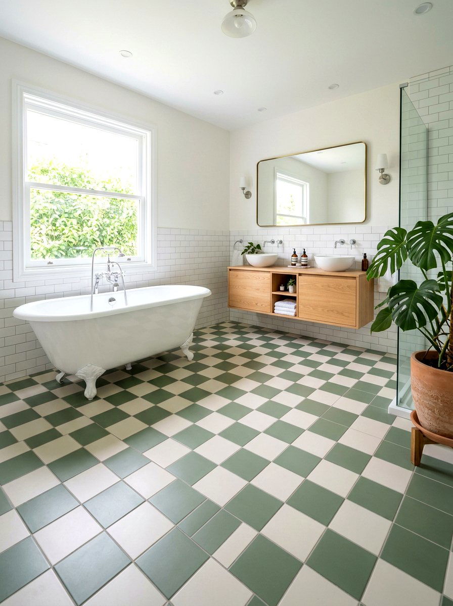 Sage Green Checkerboard Floor - 30 checkerboard floor ideas