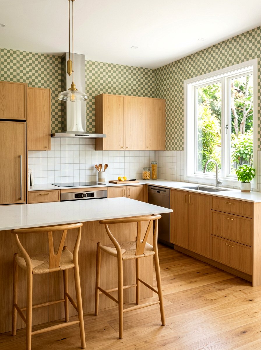 Sage Green Checkerboard Wallpaper - 30 patterned wallpaper ideas