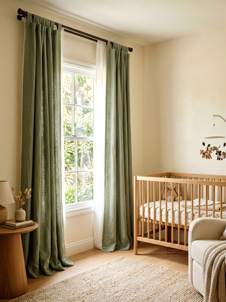 Sage Green Curtains - 30 sage and cream nursery ideas