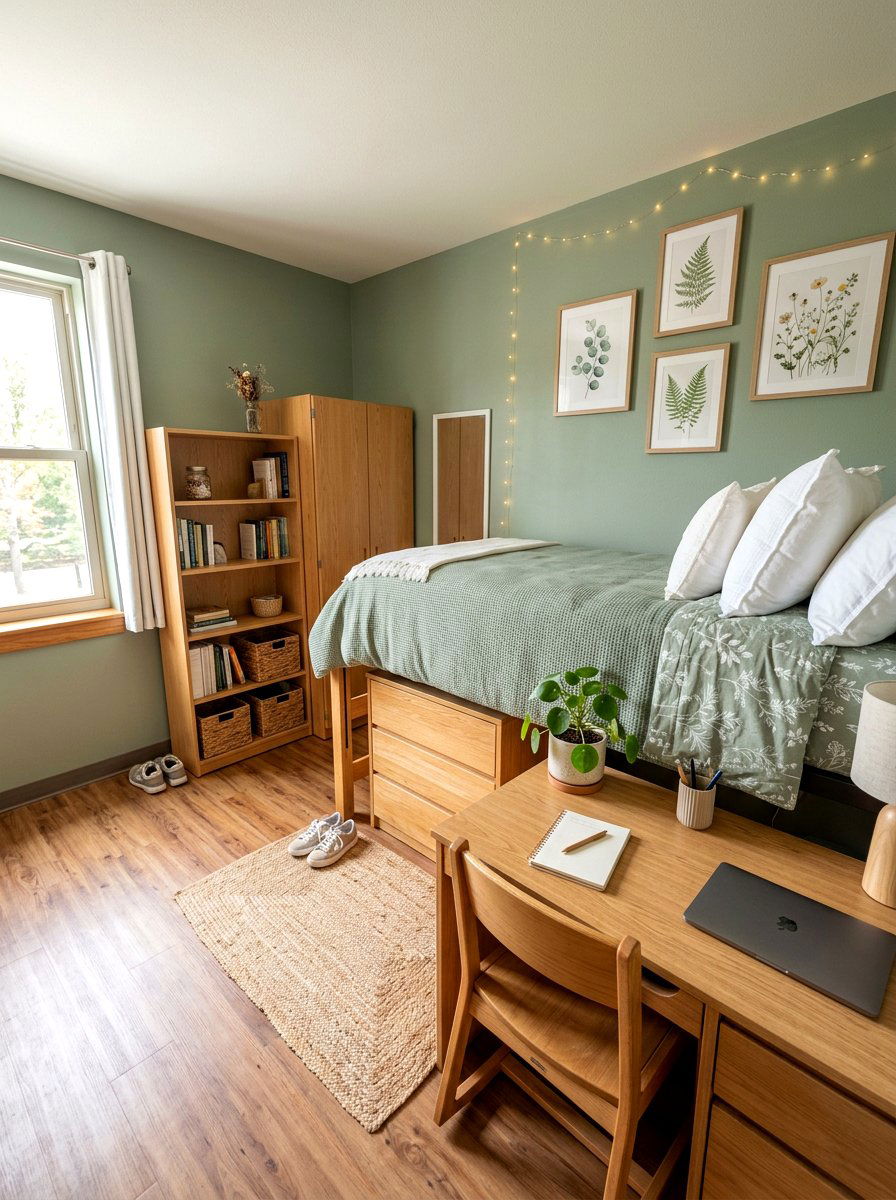 Sage Green Dorm Room - 30 dorm bed ideas